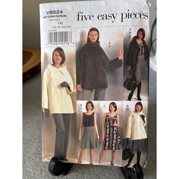 Vogue V8524 Pattern Jacket Top Dress Skirt Pant Size 18 20 22 uncut 2008 - Picture 1 of 9
